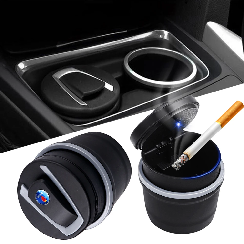 

Car Ashtray LED Light Multi-Function Portable Smokeless With Covered For SAAB 9-3 9-5 93 9000 900 9-7 600 99 9-X 97X Turbo X 92