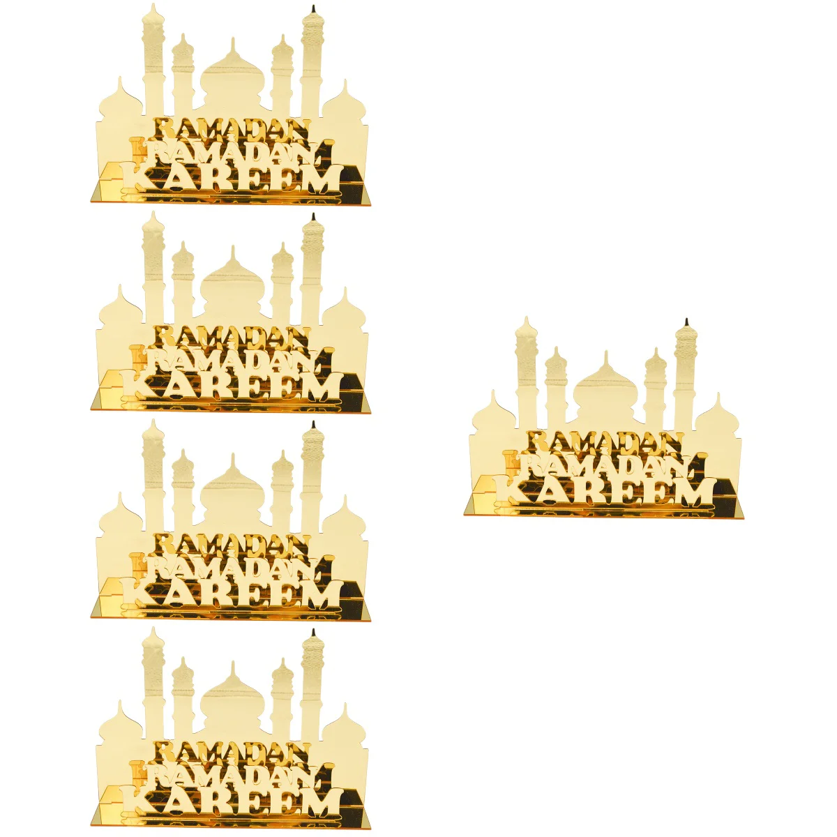 

5pcs Ramadan Desktop Sign Decoration Hollow-out Ornament Eid Ramadan Decoration