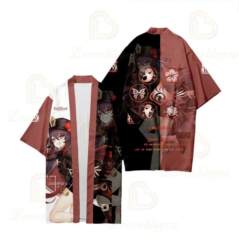 Халат-кимоно Genshin ударный для мужчин и женщин повседневная крутая Длинная