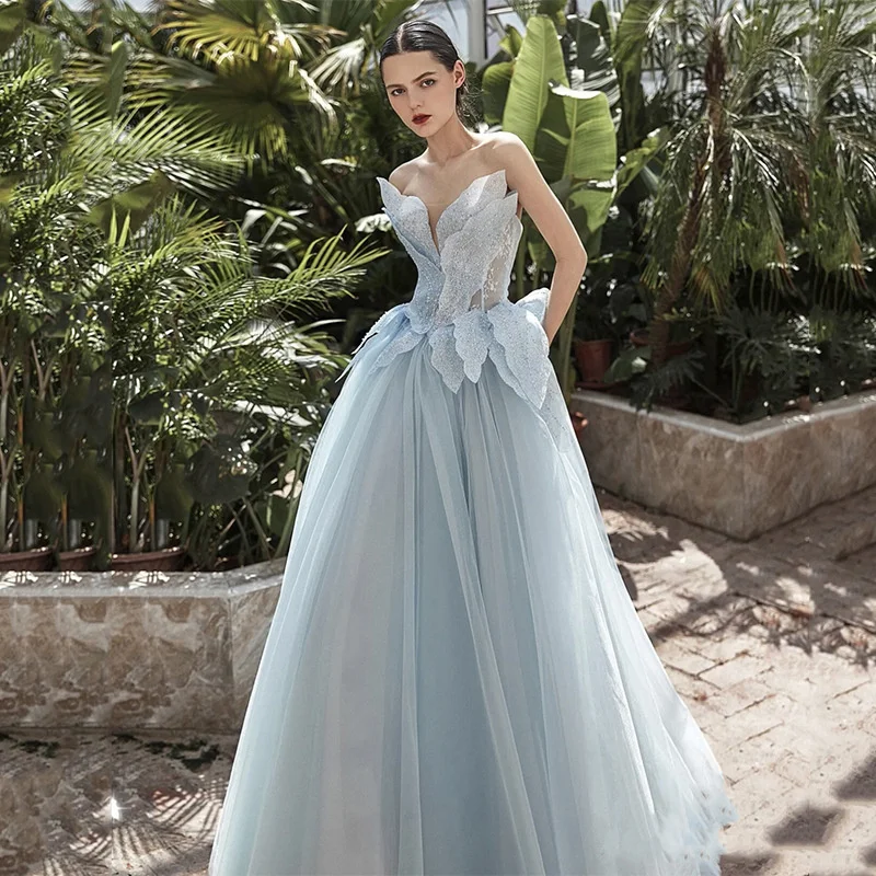 

Formal Evening Dress Long Starry Sky Fairy Light Luxurious Puffy Cloth Vestidos Verano Prom Engagement Dresses Gown For Women