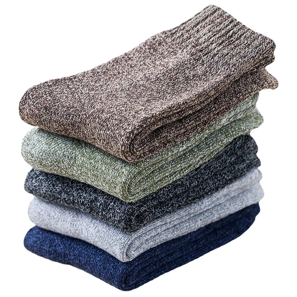 

5 Pairs Thermal Stockings Socks Men Winter Outdoor Warm Polyester High Ankle Man