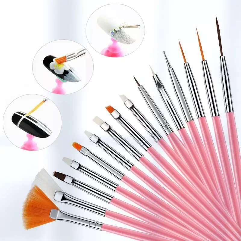 

Plastic Handle Nail Brush Set Design Gel Polish Painting Drawing Acrylic Gel Nail Brushes For Nails Art Manicure Tools