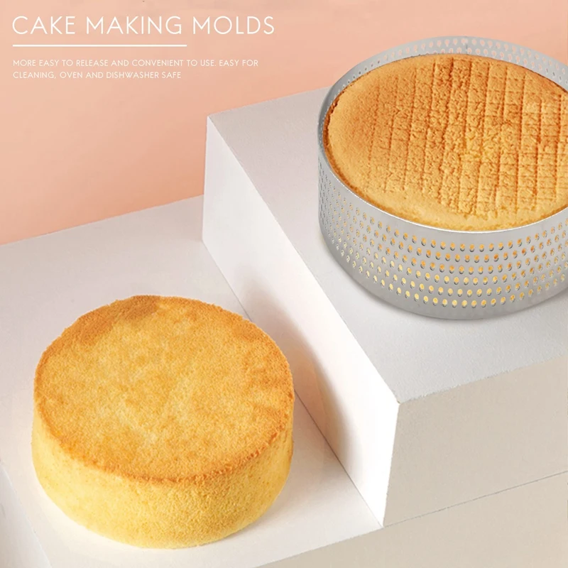 

48X Circular Stainless Steel Porous Tart Ring Bottom Tower Pie Cake Mould, 8Cm