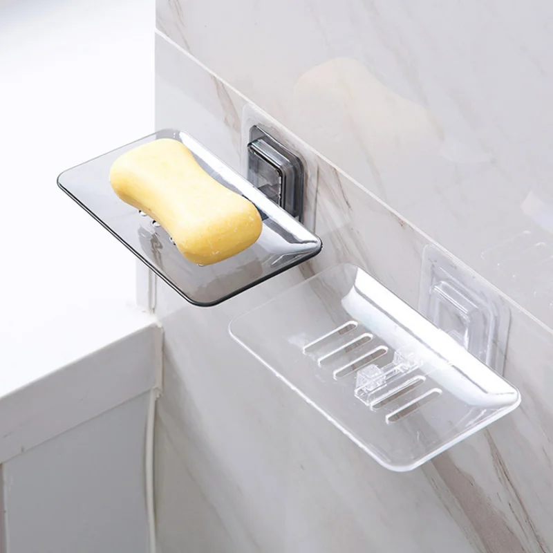 

Soap Rack No Drilling Wall Mounted Double Layer Soap Holder Soap Sponge Dish Bathroom Accessories Soap Dishes Self Adhesive