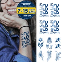 blue ink juice waterproof temporary tatoo sticker repeating animal glitter transfer body art fake tattoo men women long lasting
