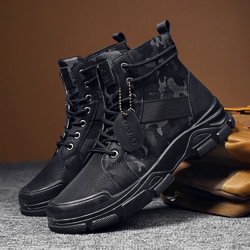 2023 Autumn Hiking Military Boots for Men Camouflage Desert Boots High-top Sneakers Non-slip Work Shoes for Men Buty Robocze Mes