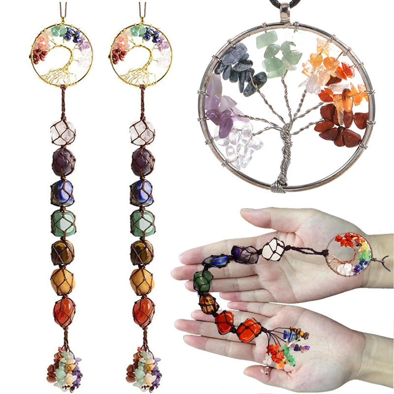 

Crystal Lucky Tree Healing Crystal Feng Shui Hanging Ornament 7 Chakra Wall Ornament Meditation Hanging Ornament Window Ornament