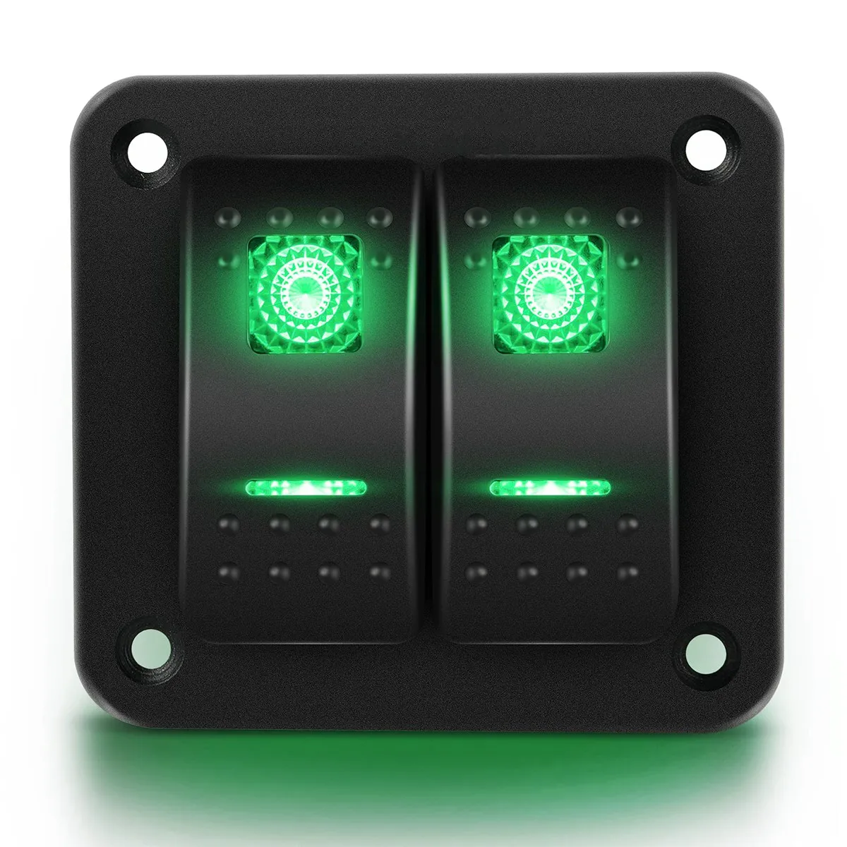 

2 Gang Rocker Switch Panel 5Pin on Off Pre-Wired Rocker Switch Waterproof Switche Panel for Car Marine ATV Trailer Green