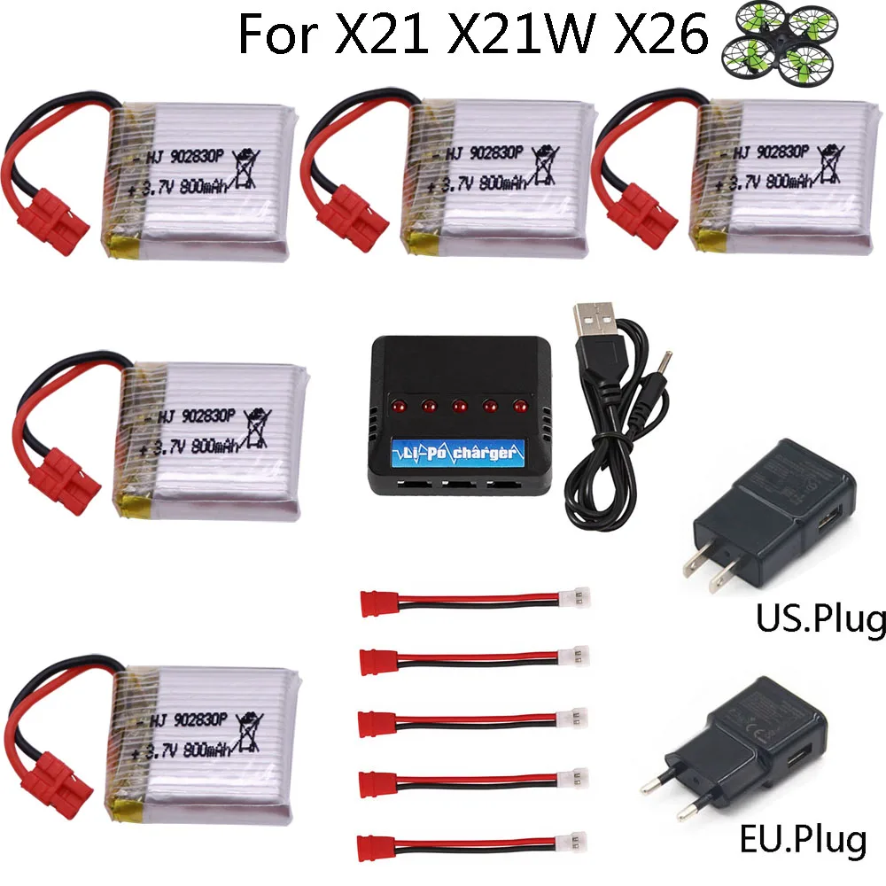 Обновленная аккумуляторная литий-полимерная батарея 3,7 в 800 мАч с кабелем Chager для квадрокоптера SYMA X21 X21W X26, запасные части для радиоуправляемых игрушек-вертолетов