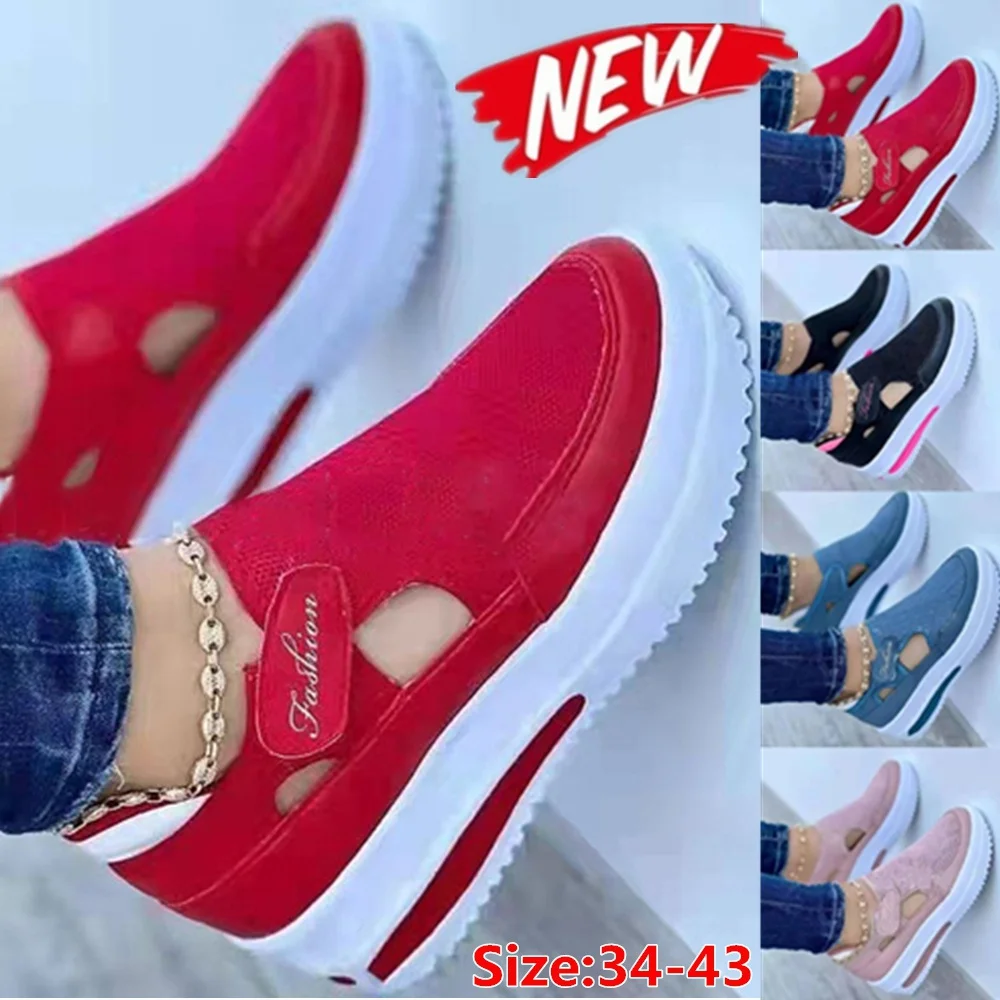 

2023 Women Vulcanized Shoes Mesh Breathable Casual Sneakers Ladies Oudoor Walking Shoes Platform Shoes Tennis Zapatillas Mujer