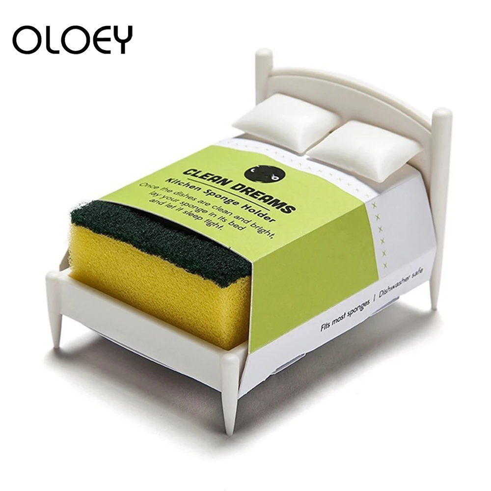 

1 Set Household Creative Kitchen Scouring Pad Sponge Wipe Storage Small Bed Bed Shape Scouring Pad Storage Rack Sink Organizer