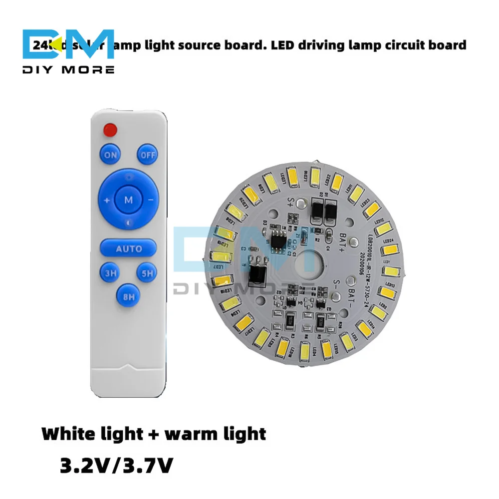 3.2V 3.7V Solar Light Board LED Panel Ceiling Light 12W Circle Shaped LED Lamp Plate with Remote Control Home Decoration