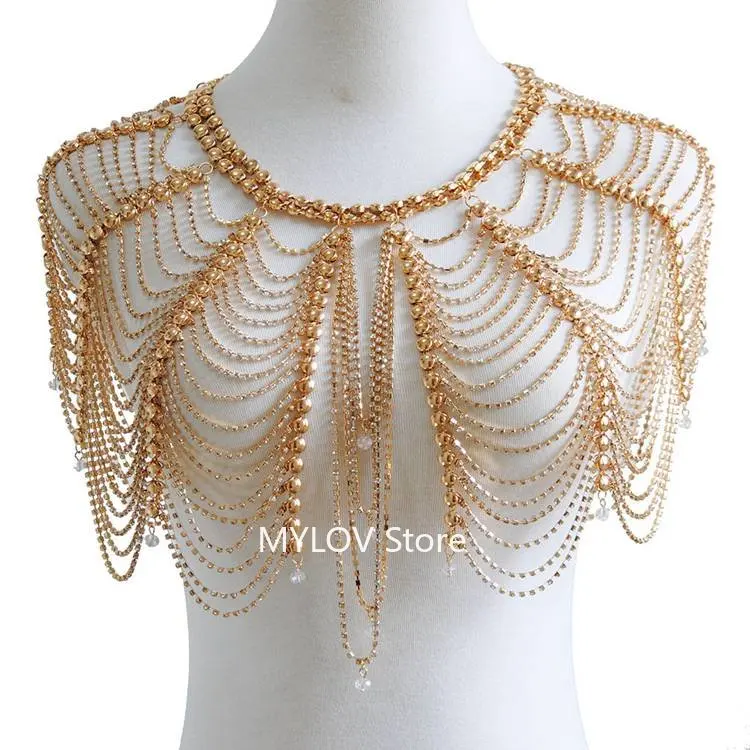 SL0236  Fshion Women Metal RHINESTONE Chain Shoulder Body Jewelry Sawl Style Clothing Jewellery FREE SHIPPING