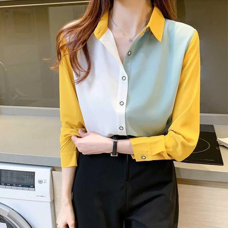 

Bluzka Damska Elegant Blouse Women Office Shirts White Long Sleeve Buttons Up Casual Tops Blouse Ladies Tops Dames Lange Mouuw