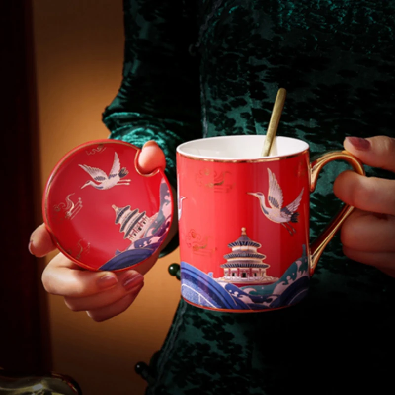 

European-Style Tableware Set Jingdezhen High-End China Household Cup and Mug Luxury Phnom Penh Gift Porcelain Mug
