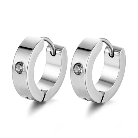 Серьги-кольца Brincos из нержавеющей стали с цирконием