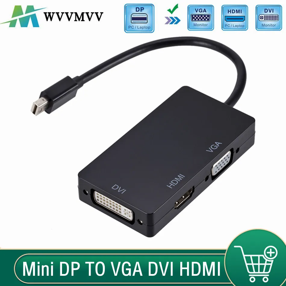 WVVMVV-Cable adaptador 3 en 1 DisplayPort DP a HDMI, Compatible con DVI,...