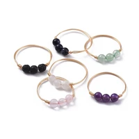 30pcs wire wrapped finger rings rose quartzs moonstones amethysts green aventurines natural stone women rings party jewelry