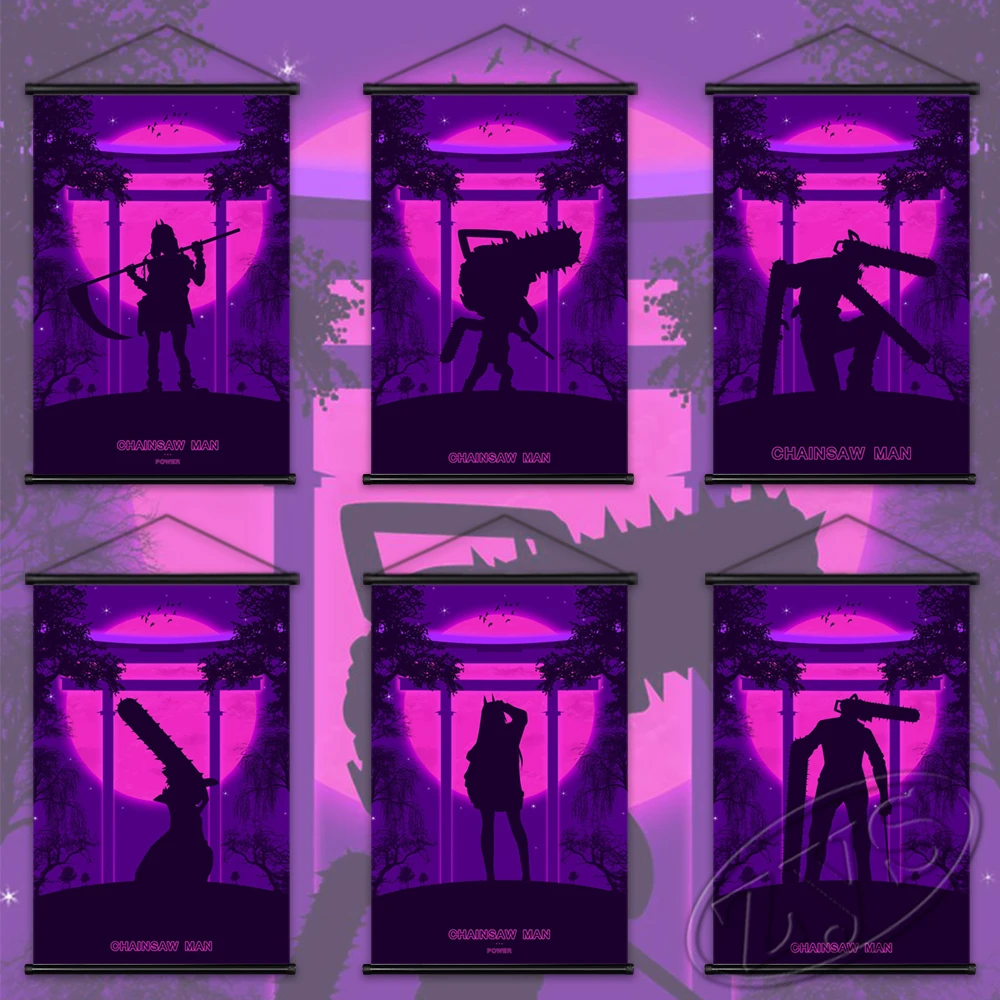 

Свиток аниме подвесной постер человек бензопила на холсте мощные картины принты настенное искусство роспись для семейной детской комнаты ...