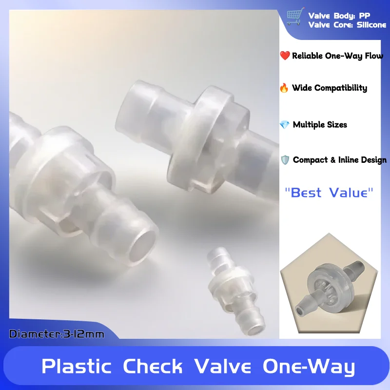 Обратная пробка для газовой жидкости и жидкости, диаметр 3 мм, 4 мм, 6 мм, 8 мм, 10 мм, 12 мм, пластиковый обратный клапан, односторонняя, встроенная Pagoda