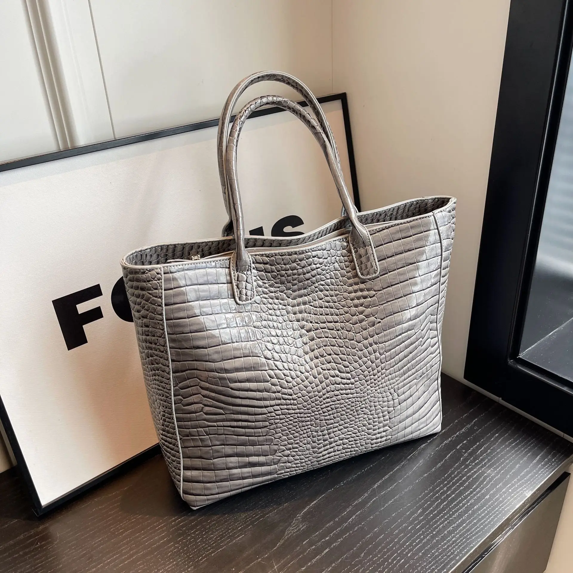 Модные большие сумки-тоуты из крокодиловой кожи роскошные дизайнерские женские