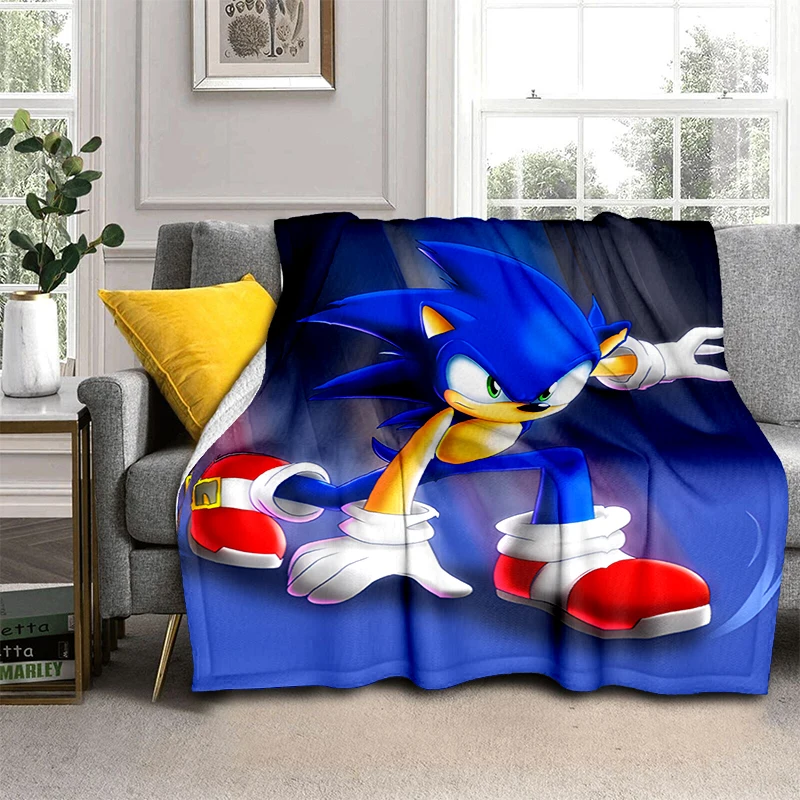 

Anime Sonic Blanket Fashion Cartoon Art Flannel Fluffy Fleece Throw Gift Living Room Bedroom Sofa Travel Camping Blanket