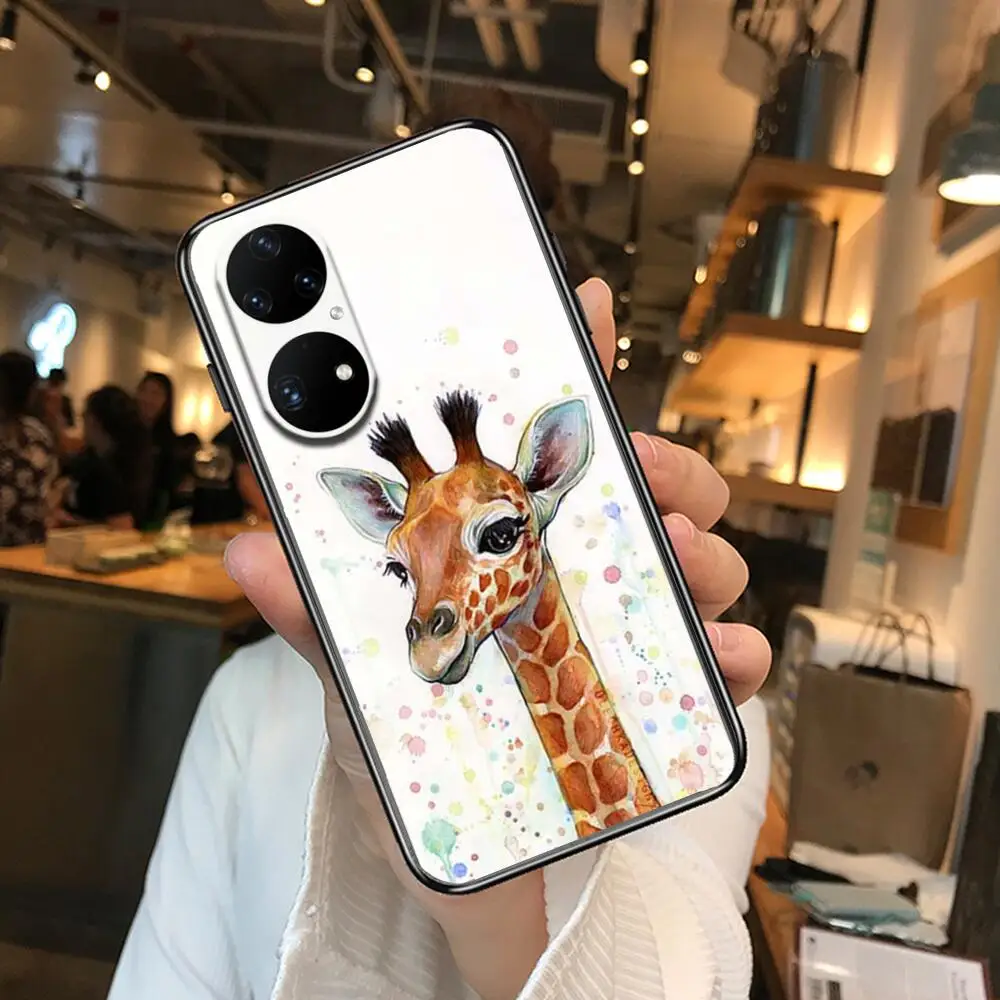 Чехол для телефона Huawei p50 P40 p30 P20 10 9 8 Lite E Pro Plus с акварельным жирафом