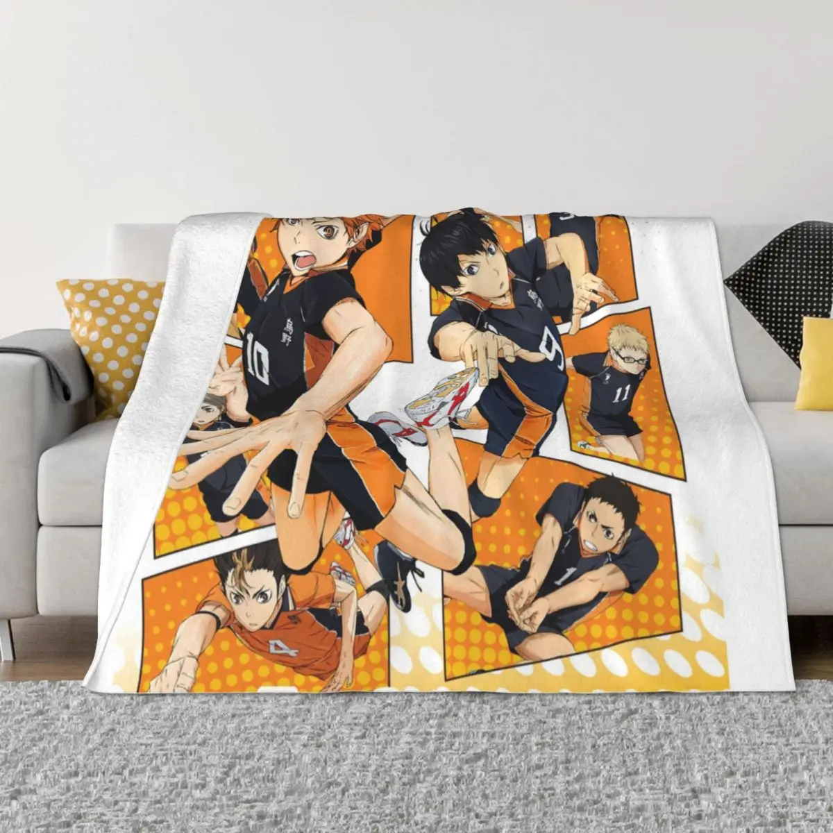 

Anime Haikyuu Flannel Throw Blankets Karasuno Team Volleyball Blanket for Sofa Couch Super Soft Bedroom Quilt