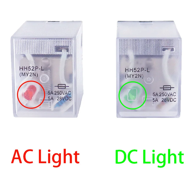 10PCS MY2NJ DC 12V 24V 36V 48V 110V 220V electromagnetic relay With LED indicator HH52P MY2 series HH52P-L new pattern - купить по