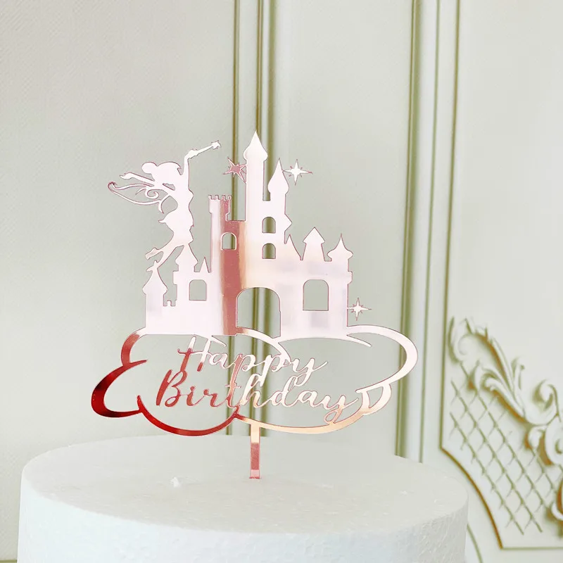 Золотой акриловый фигурный украшение для торта 