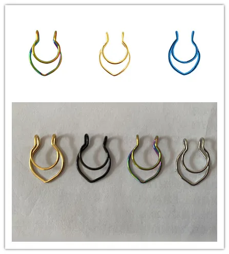 

1 Piece Unisex Double Layer Nose Ring Fashion Body Jewelry Piercing Popular Steel Horseshoe Nose Ring Septum Ring Nose Studs