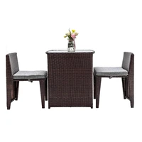 3 pcs pe rattan wicker chairs set cushion garden furniture brown with table outdoor living roomoutdoor steel wicker modern