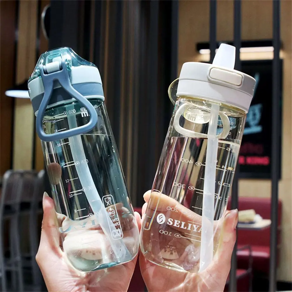 New 650ML Portable Sports Water Bottle With Straw Leakproof 