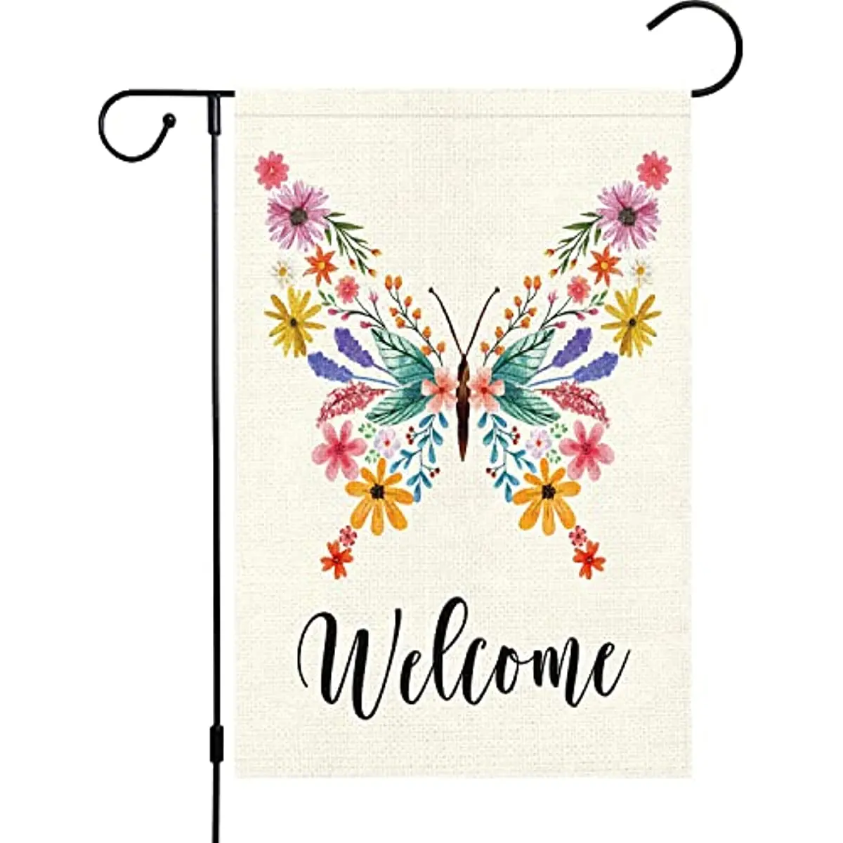 

Добро пожаловать, весенний цветочный Садовый флаг 12x18, двусторонний, маленькая стоячая весенняя бабочка для сада