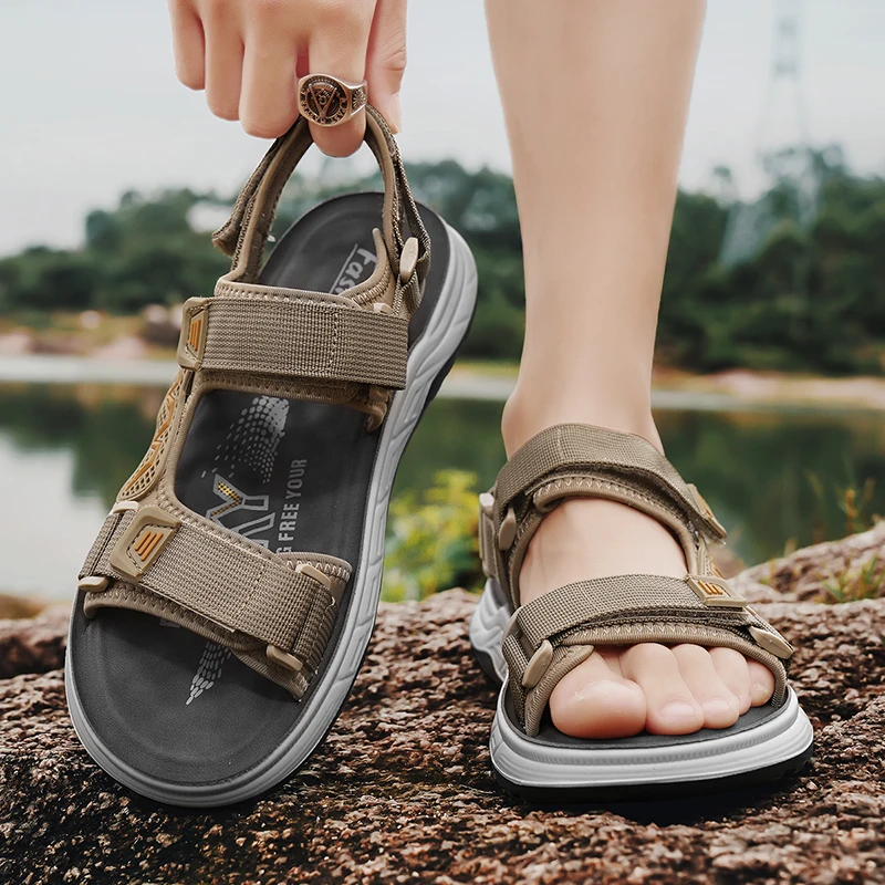 Дышащие Мужские Сандалии Повседневная Пляжная Обувь Для Вождения Удобные