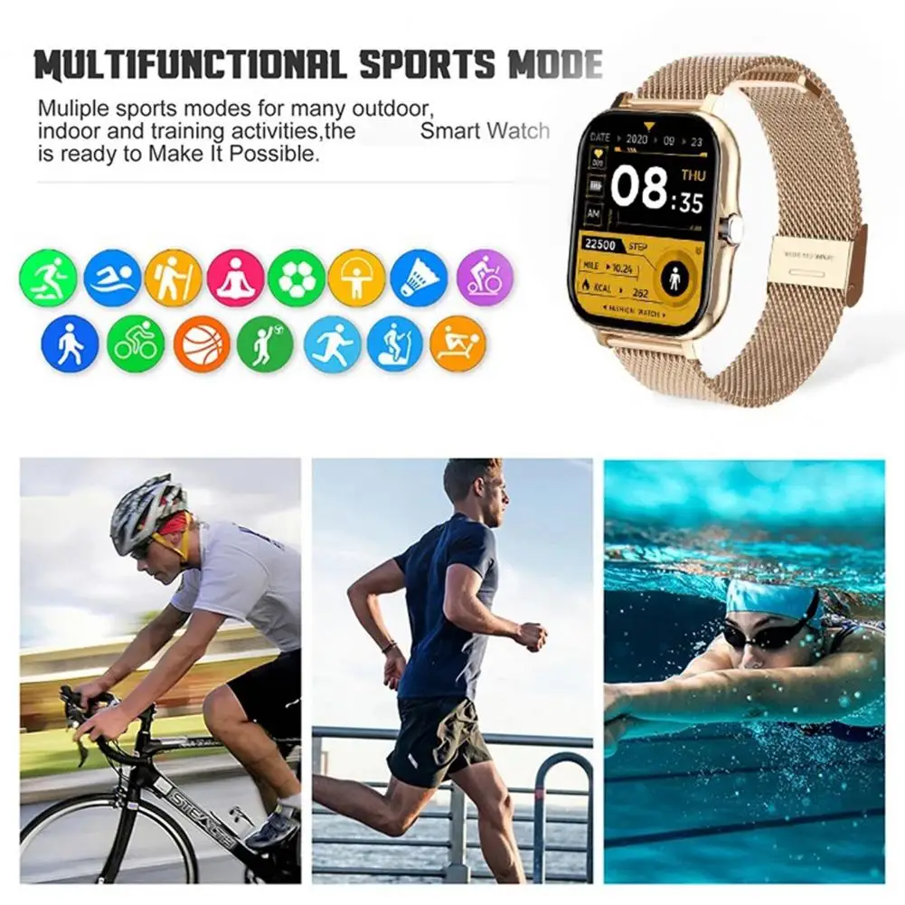 

Smart Watch Fashionable Long Battery Life Square Women Men BT Calling Sports Smart Wristwatch
