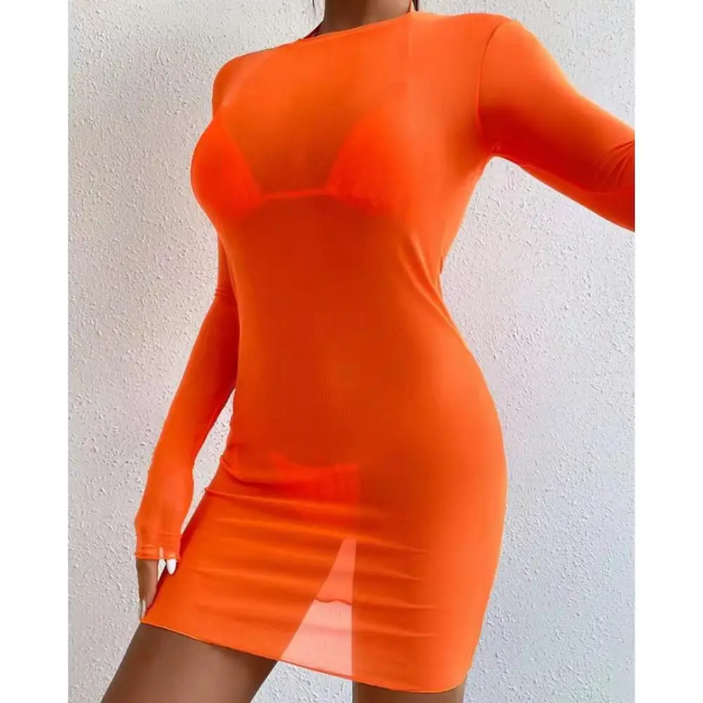 

3Pcs/Set Charming Swimsuit Cover-ups O-Neck Quick Drying Girls Bathing Suit Sexy Summer Swimsuit Long Sleeve Dress Set