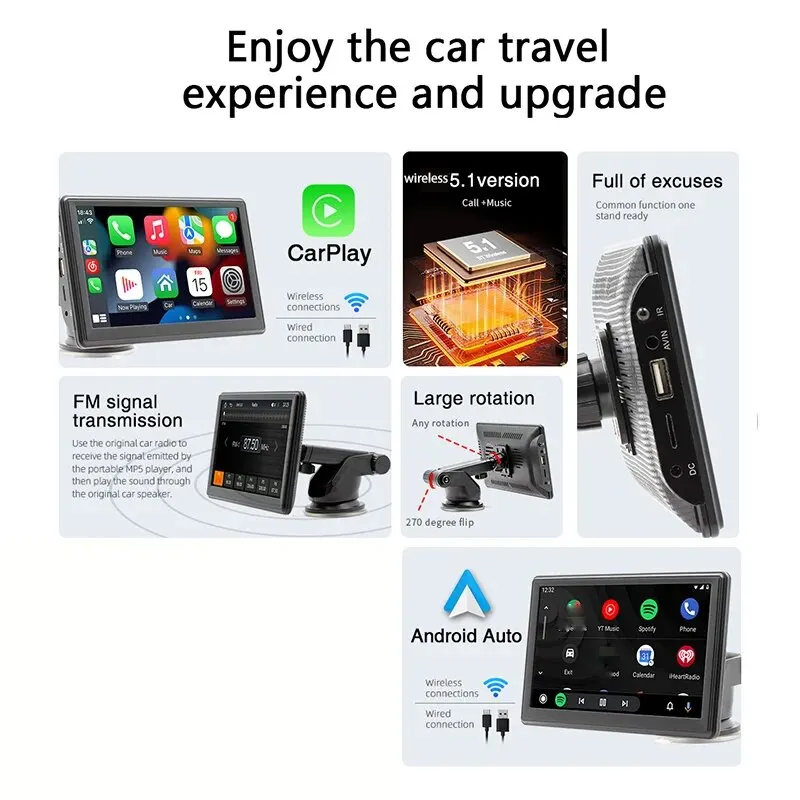 Портативный беспроводной 7-дюймовый автомобильный MP5-плеер со стандартным