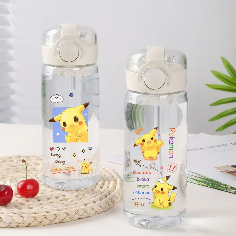 

Pikachu Cute Student Cup Anti-Falling High-Temperature Cup Animation Cartoon Pokemon Portable Straw Cup Plastic Water Cup