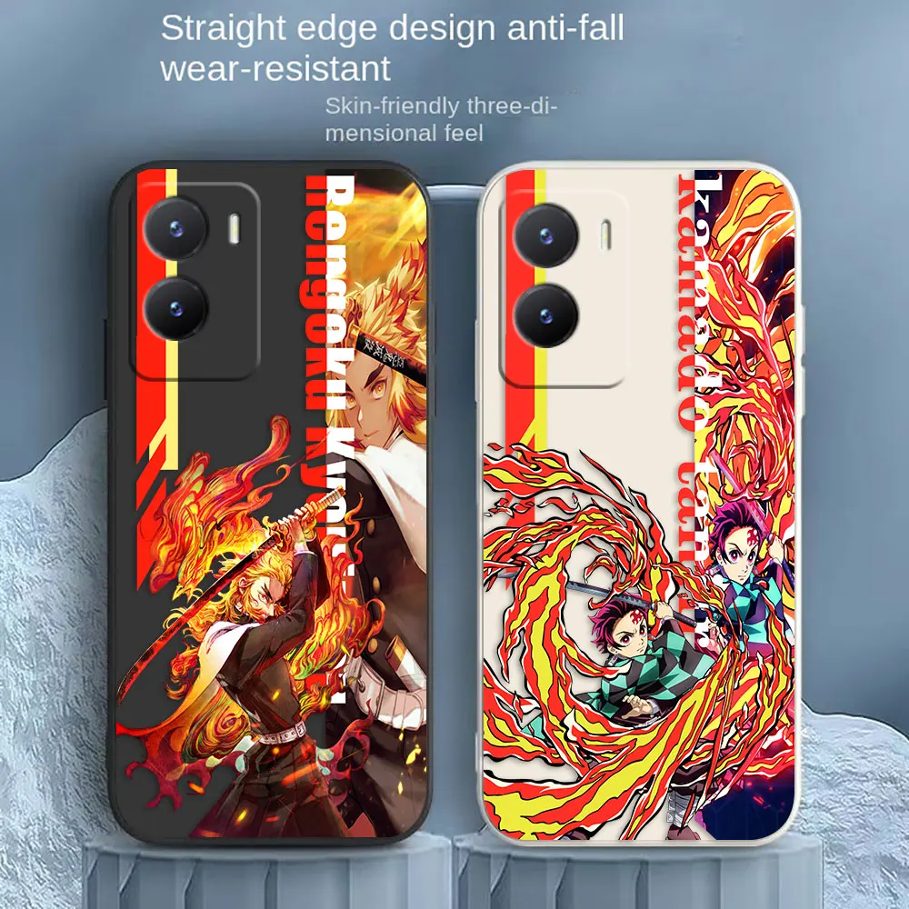 

Anime Demon Slayer Phone Case For VIVO Y55S Y31 Y33S Y55 Y35 Y51S Y52S Y53S Y66 Y73S Y77 5G Y85 Y93 Colour Liquid Case Funda