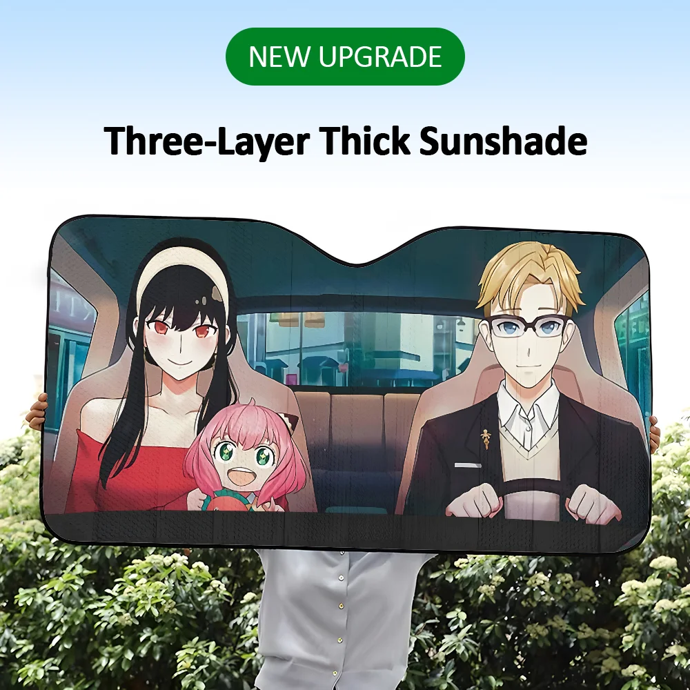 

S-Spy X Family Аниме Автомобильный солнцезащитный козырек Трехслойная изоляция Переднее лобовое стекло автомобиля Солнцезащитный козырек на присоске Блоки УФ-лучей Солнце