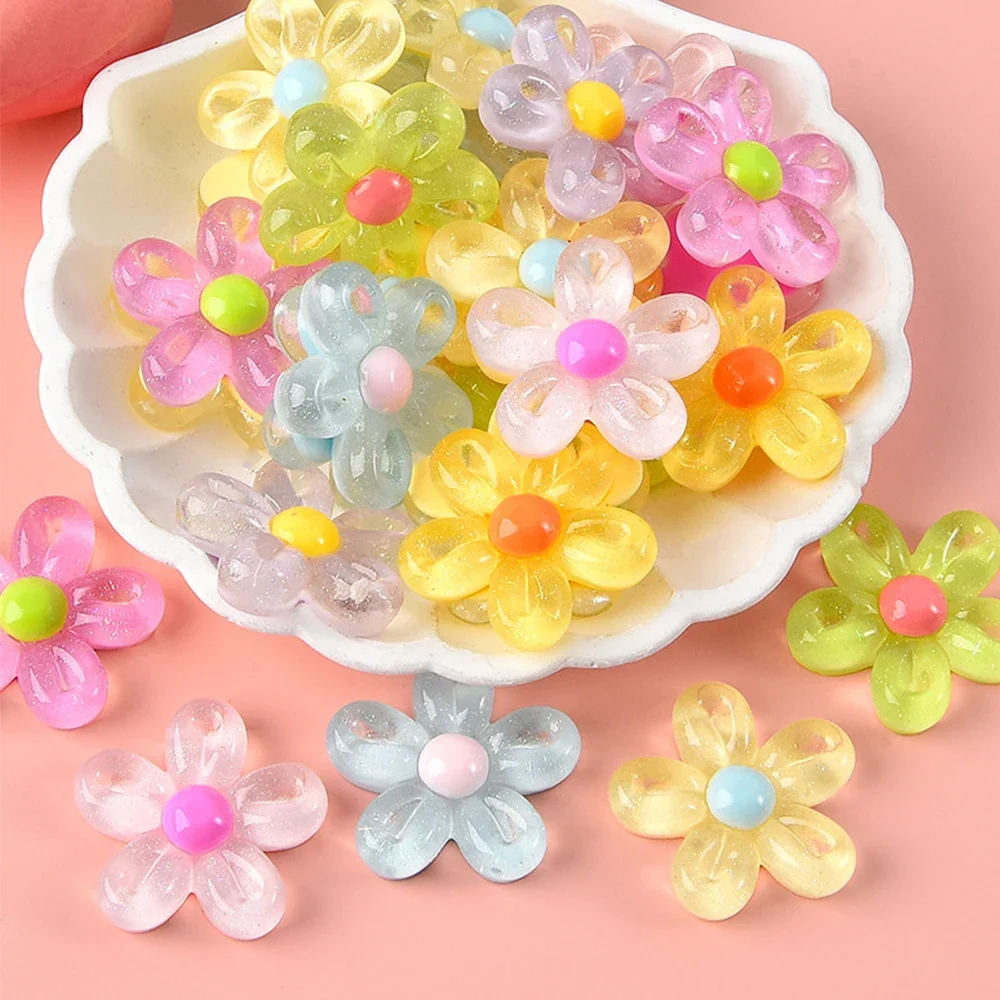 10 шт. прозрачные полые цветочные серии смоляные кабошоны с плоской задней частью