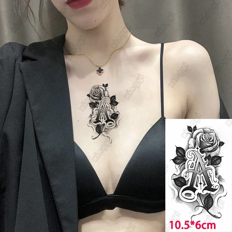 

Водостойкая Временная тату-наклейка, черная роза, пион, Скорпион, маленькая тату со зей мечом, цветок, тату для женщин, детей, боди-арт, искусс...