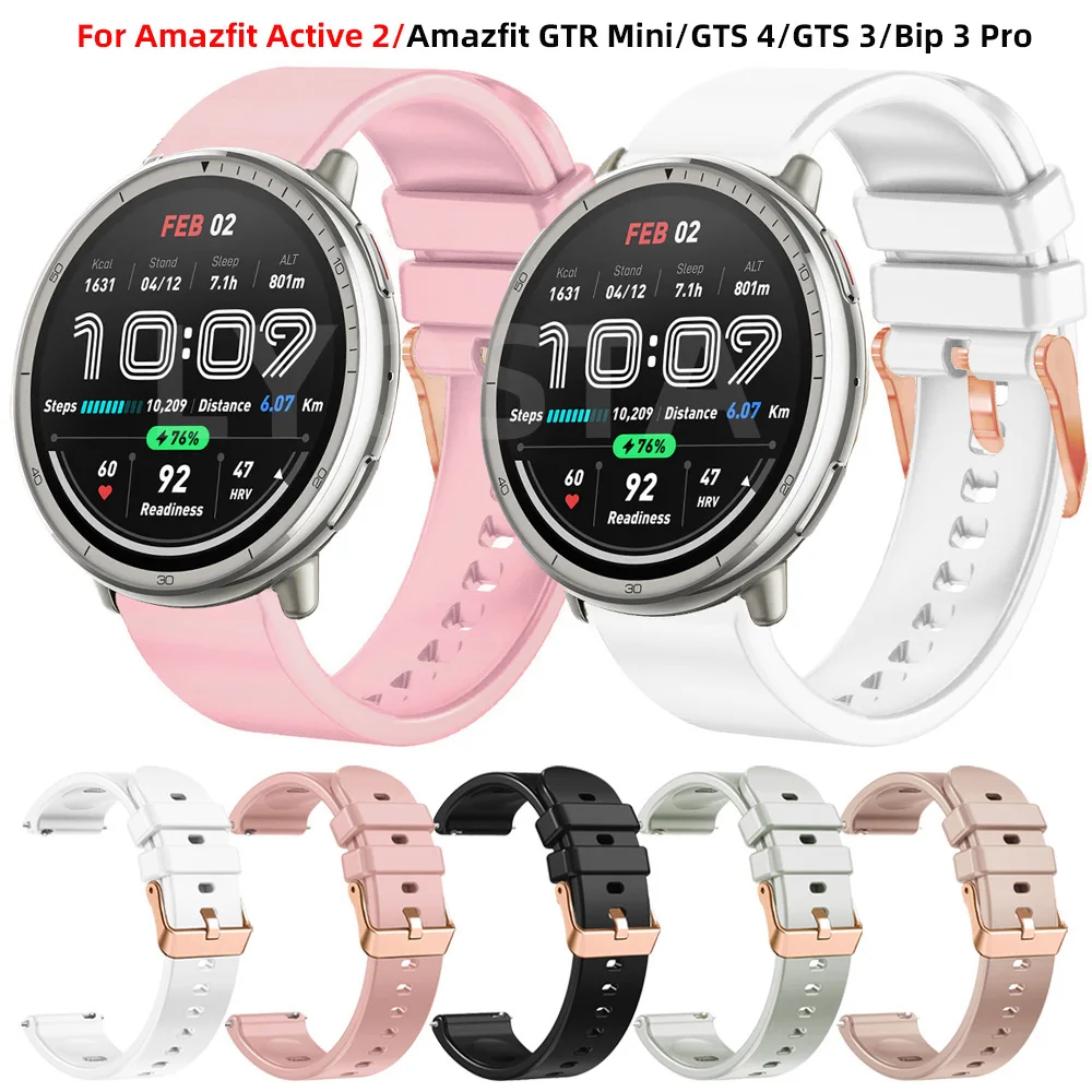 Силиконовый ремешок 20 мм для Huami Amazfit Active 2/ GTS 4 Mini Bip U/3 Pro умных часов 3 2 2e GTR