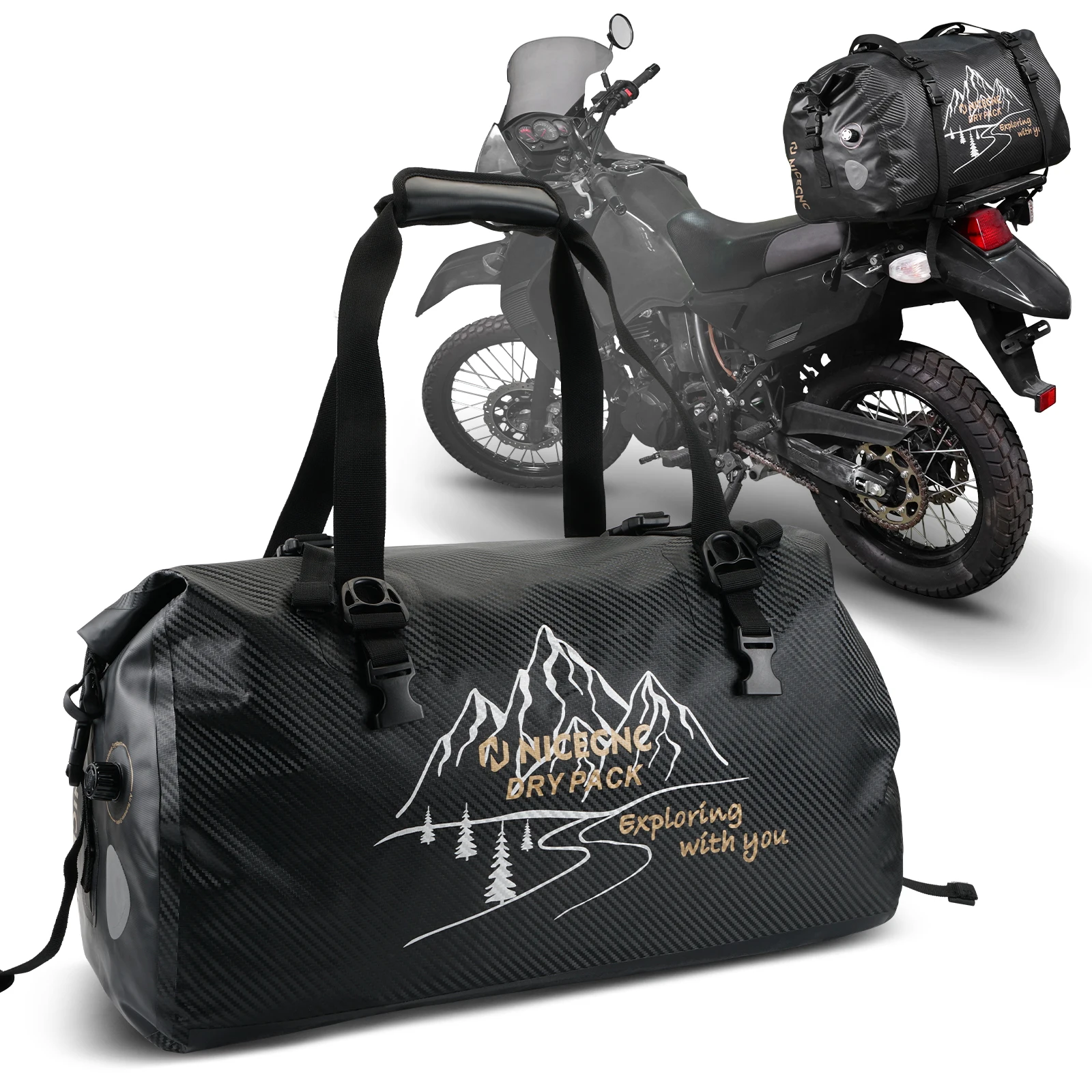 

NICECNC 66L Motorcycle Tail Bag Waterproof Wear-Resistant Rear Seat Luggage Saddle Bag Moto ATV Trip Camping Outdoor