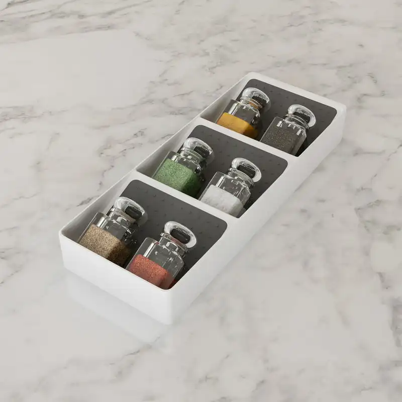 

3-Tier Plastic Nonslip Space Saving Spice Drawer Organizer by