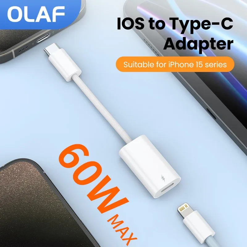 

60W Lightning to USB C OTG Adapter for iPhone 15 Fast charging IOS Female to Type C Male Converter Adapter For ipad Pro Macbook