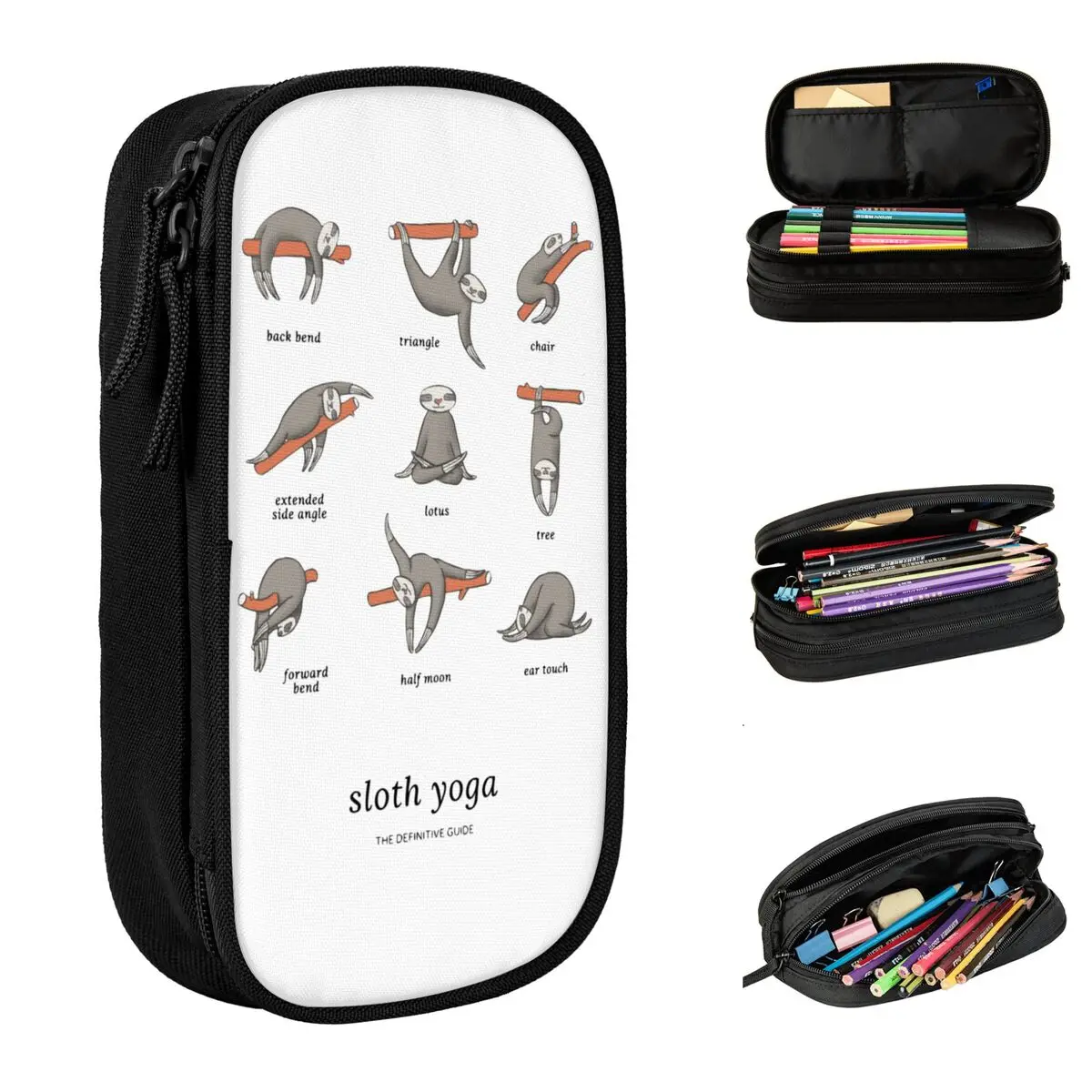 

Sloth Yoga The Definitive Guide Pencil Case Pencilcases Pen Holder Student Big Capacity Bag Students School Gifts Accessories