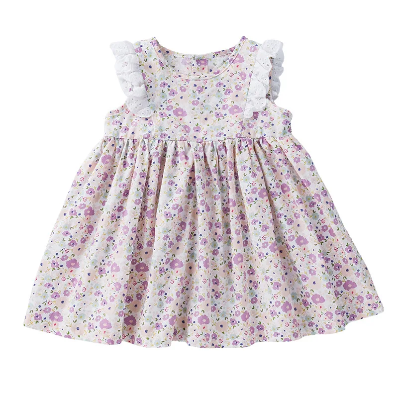 Summer Children's Clothing Baby Girl Floral Sweet Dress Kids Sleeveless Lace Dress Infant Princess Dress Outing Kids Clothes