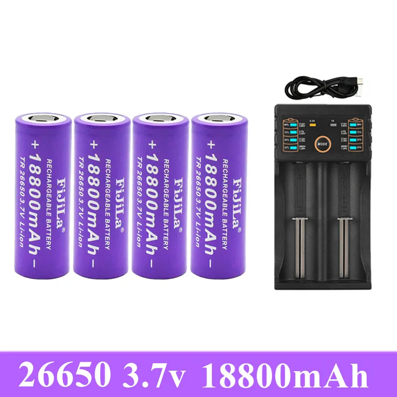 

Batería recargable de iones de litio para linterna LED, Cargador eléctrico de juguete de alta calidad, 26650 mah, 18800 V, 50A,